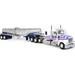 1/64 White Kenworth W900L with Polar Deep Drop Trailer, Owner Operator, DCP by First Gear