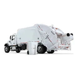 1/34 White Mack Granite MP w/ McNeilus Rear Load Refuse Truck & Trash Cans