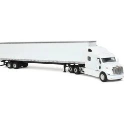 1/64 White Peterbilt 387 with Sleeper and 53' Trailer with Single Rear Door