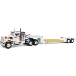 1/64 White Western Star 4900 36in Vintage Sleeper w/ Rogers Vintage Lowboy Trailer, DCP by First Gear