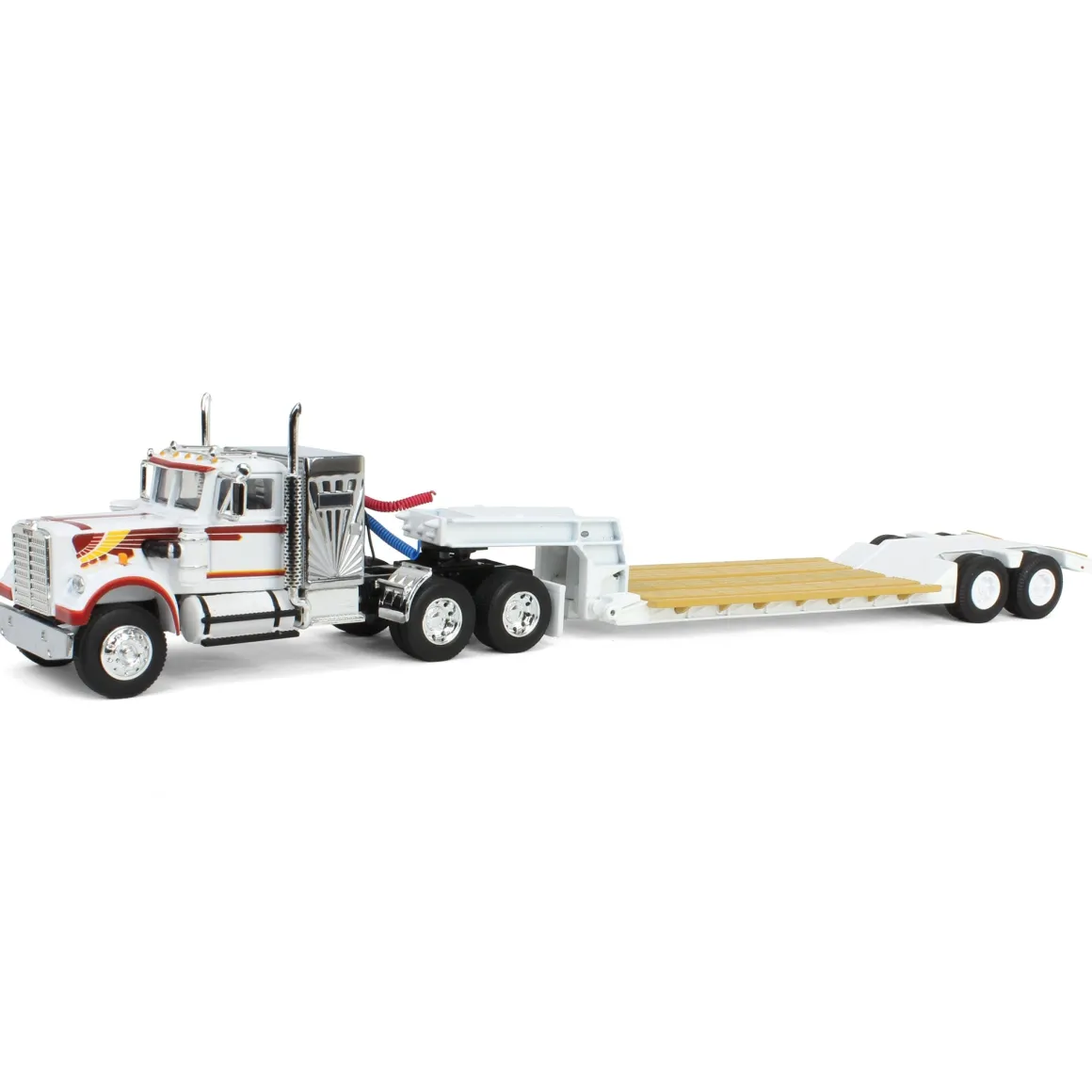 1/64 White Western Star 4900 36in Vintage Sleeper w/ Rogers Vintage Lowboy Trailer, DCP by First Gear