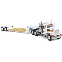1/64 White Western Star 4900 36in Vintage Sleeper w/ Rogers Vintage Lowboy Trailer, DCP by First Gear