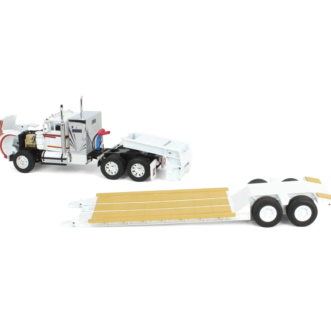 1/64 White Western Star 4900 36in Vintage Sleeper w/ Rogers Vintage Lowboy Trailer, DCP by First Gear