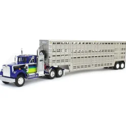 1/64 White Western Star 4900 with Vintage Wilson Livestock Trailer, DCP by First Gear