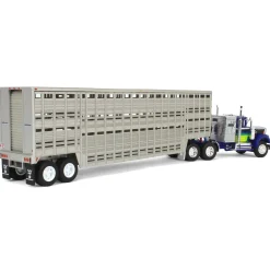 1/64 White Western Star 4900 with Vintage Wilson Livestock Trailer, DCP by First Gear