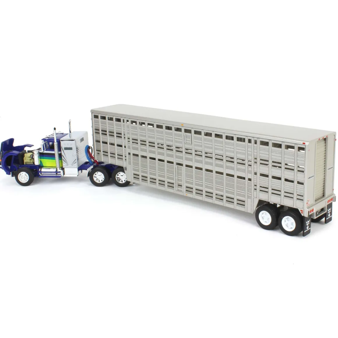 1/64 White Western Star 4900 with Vintage Wilson Livestock Trailer, DCP by First Gear