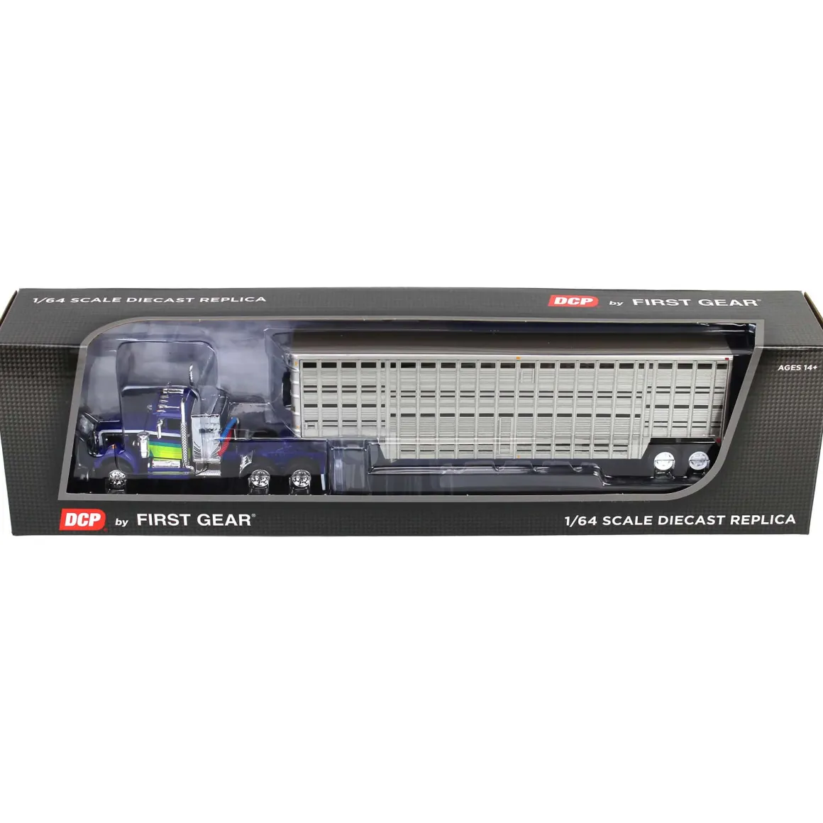1/64 White Western Star 4900 with Vintage Wilson Livestock Trailer, DCP by First Gear