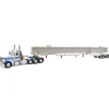 1/64 White/Blue Peterbilt 389 w/ ERMC Hydra-Steer Trailer & Bridge Beam Load, DCP by First Gear