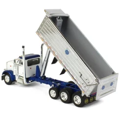 1/64 White/Blue Peterbilt 379 w/ Tri-axle Chrome MAC Dump Body, DCP by First Gear