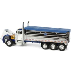 1/64 White/Blue Peterbilt 379 w/ Tri-axle Chrome MAC Dump Body, DCP by First Gear
