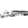 1/64 White/Chrome Peterbilt 359 60in Vintage Sleeper w/ Wilson High Side Grain Trailer, DCP by First Gear