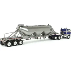1/64 White-Freightliner Cabover w/ Tri-Axle Pneumatic Tanker, Gray & Blue, DCP by First Gear
