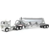 1/64 White-Freightliner Cabover w/ Tandem-Axle Pneumatic Tanker, White & Gray, DCP by First Gear