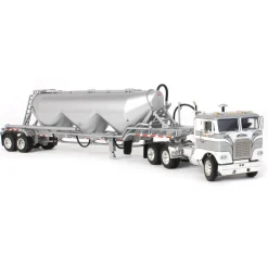 1/64 White-Freightliner Cabover w/ Tandem-Axle Pneumatic Tanker, White & Gray, DCP by First Gear