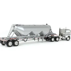 1/64 White-Freightliner Cabover w/ Tandem-Axle Pneumatic Tanker, White & Gray, DCP by First Gear