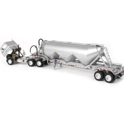 1/64 White-Freightliner Cabover w/ Tandem-Axle Pneumatic Tanker, White & Gray, DCP by First Gear