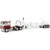 1/64 White-Freightliner Cabover w/ Tri-Axle Pneumatic Tanker, Maroon & White, DCP by First Gear