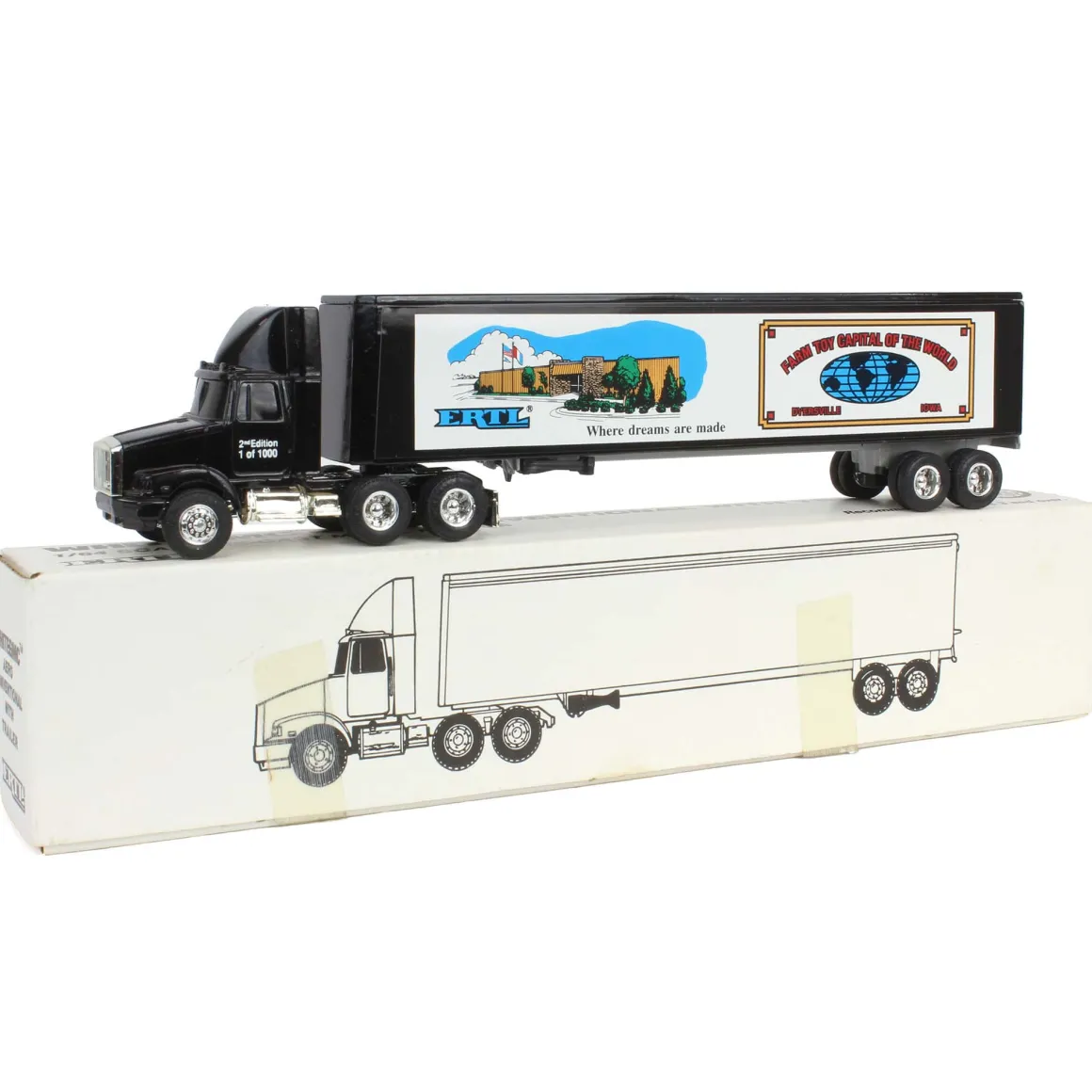 1/64 White/GMC Aero Conventional Semi with Box Trailer, "Farm Show Capital of the World"