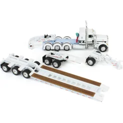 1/64 White/Light Blue Peterbilt 379 with Fontaine Magnitude Lowboy, Jeep & Stinger, DCP by First Gear