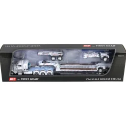 1/64 White/Light Blue Peterbilt 379 with Fontaine Magnitude Lowboy, Jeep & Stinger, DCP by First Gear