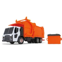1/25 White/Orange Mack LR Garbage Truck w/ McNeilus Meridian Loader & Dumpster (Includes Lights & Sounds!)