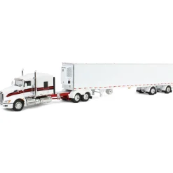 1/64 White/Red Kenworth T660 with Spread Axle Reefer Trailer, DCP by First Gear