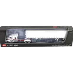 1/64 White/Red Kenworth T660 with Spread Axle Reefer Trailer, DCP by First Gear