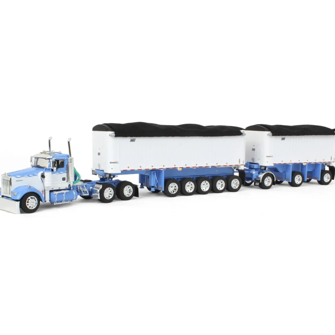 1/64 Wisteria/White Kenworth W900L with 31ft & 20ft End Dump Trailers, DCP by First Gear