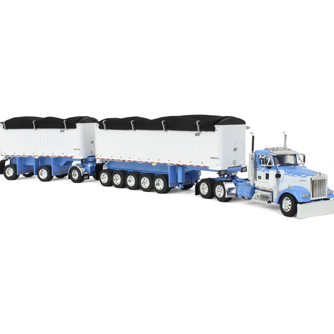 1/64 Wisteria/White Kenworth W900L with 31ft & 20ft End Dump Trailers, DCP by First Gear