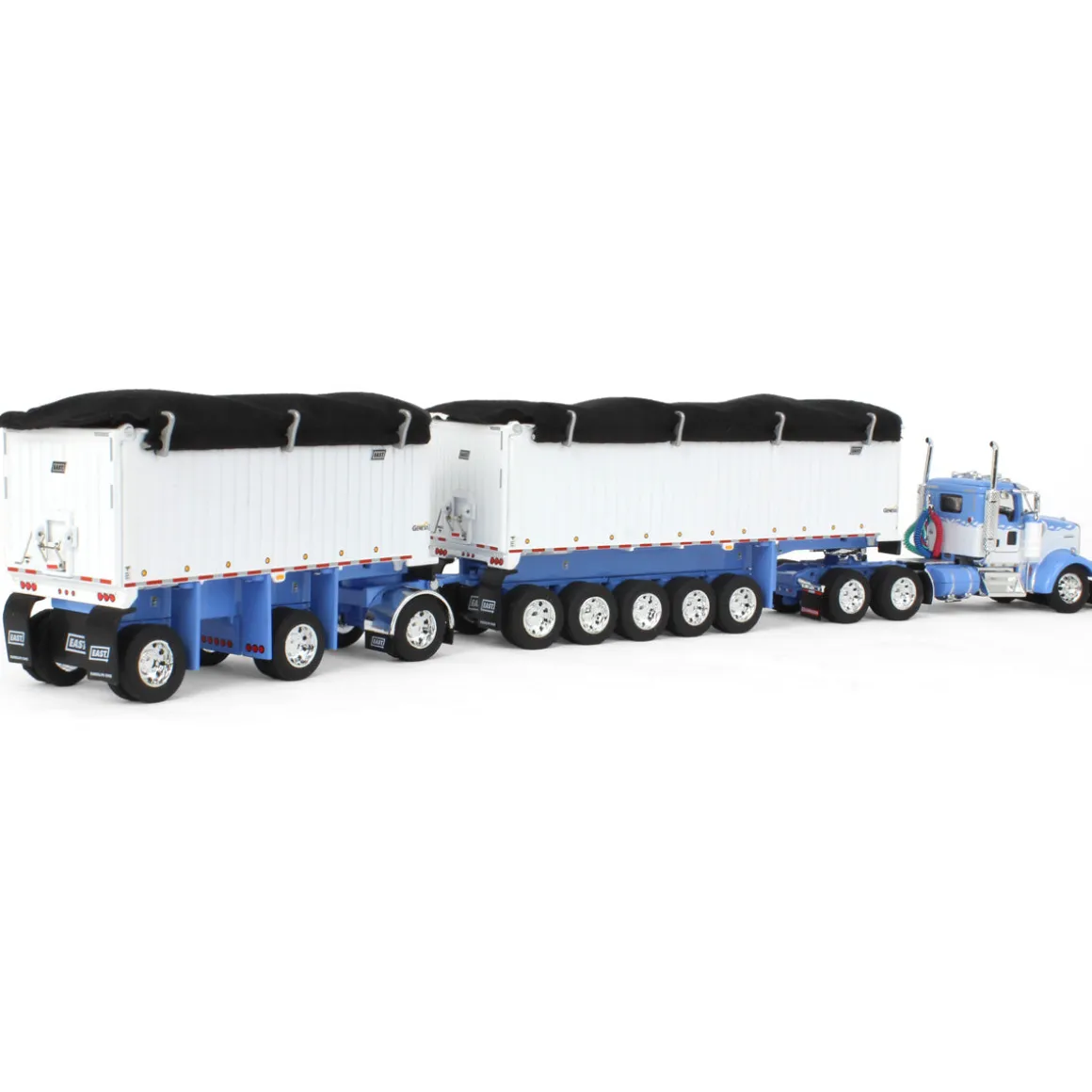 1/64 Wisteria/White Kenworth W900L with 31ft & 20ft End Dump Trailers, DCP by First Gear