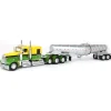 1/64 Yellow & Green Kenworth W900L w/ Silver Chrome Polar Tandem-Axle Deep Drop Tank Trailer, DCP by First Gear