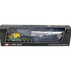 1/64 Yellow & Green Kenworth W900L w/ Silver Chrome Polar Tandem-Axle Deep Drop Tank Trailer, DCP by First Gear