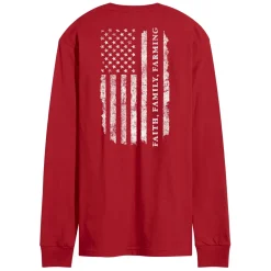 Adult IH Faith Family Farming Flag Red Long Sleeve Shirt