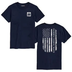 Adult IH Faith Family Farming Flag Navy Blue Short Sleeve T-Shirt