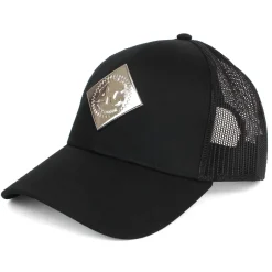 Allis Chalmers Liquid Metal Logo Black Mesh Back Hat