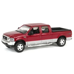 (B&D) - 1/64 2004 Ford F-250 Super Duty Crew Cab Pickup Truck, Toreador Red & Silver Two-Tone, LP Diecast Garage Exclusive - Damaged Box