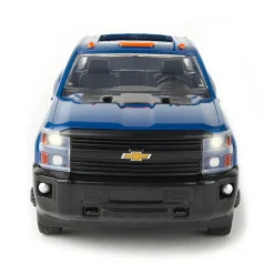 (B&D) - 1/16 ERTL Big Farm Blue Chevrolet Pickup Truck with Trailer & 6 Round Bales - Damaged Item