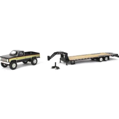(B&D) 1/64 1982 GMC High Sierra K-2500 with Gooseneck Trailer, Midwest Diecast Exclusive - Damaged Item