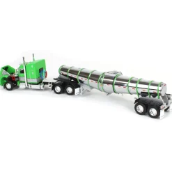 (B&D) - 1/64 Peterbilt 389 with Polar Deep Drop Trailer, Green/Silver/Black, DCP by First Gear - Damaged Item