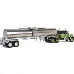 (B&D) 1/64 Dark Green/Olive White Western Star 4900 36in Sleeper with Brenner Chemical Tanker, DCP by First Gear - Damaged Item