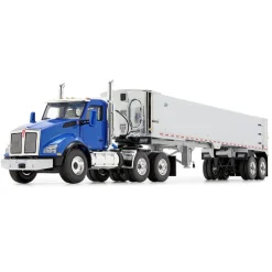 (B&D) 1/50 Kenworth T880, Blue, with East Genesis End Dump Trailer by First Gear - Damaged Item
