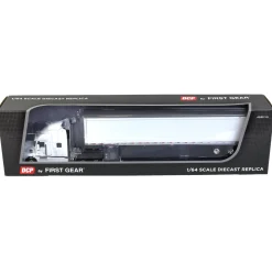 (B&D) 1/64 Mack Anthem Sleeper Cab, White with White 53ft Box Trailer by First Gear - Damaged Item