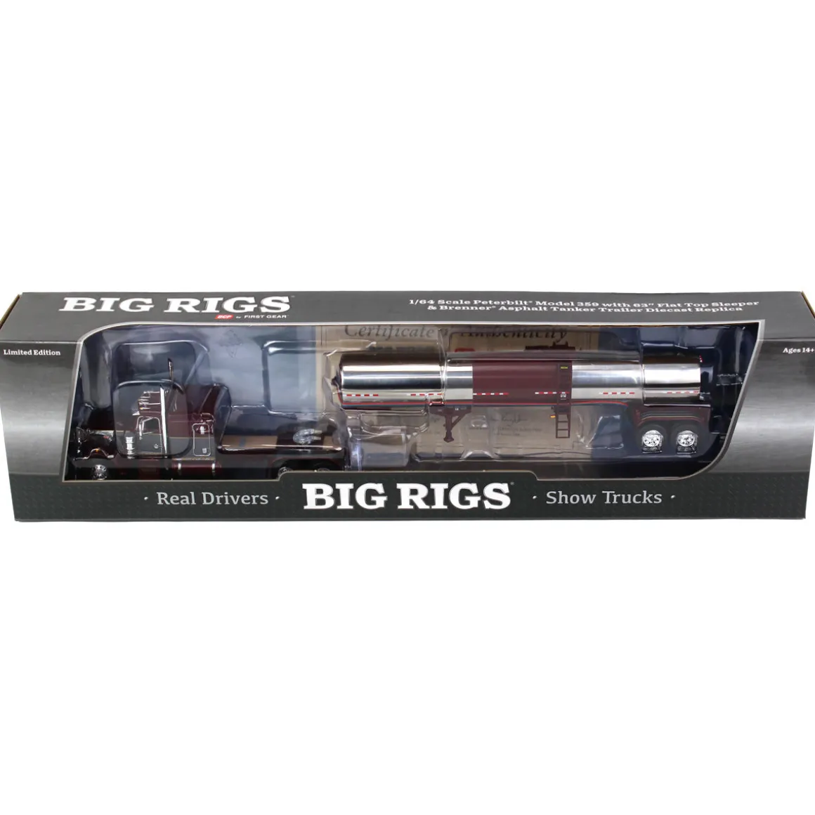 (B&D) 1/64 Peterbilt 359 w/ Brenner Tanker, Big Rigs #10: Bryce Transport, Inc., DCP by First Gear - Damaged Box