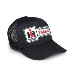 Black McCormick Deering Farmall Logo Mesh Back Trucker Hat