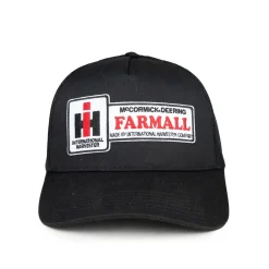 Black McCormick Deering Farmall Logo Mesh Back Trucker Hat