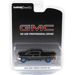 Blue Chrome Chase ~ 1/64 2022 GMC Sierra 2500HD SLT, Ebony Twilight Metallic, Karson Diecast Exclusive