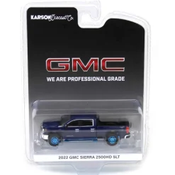Blue Chrome Chase ~ 1/64 2022 GMC Sierra 2500HD SLT, Pacific Blue, Karson Diecast Exclusive