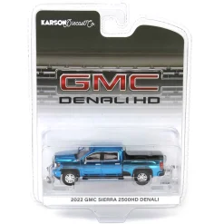 Blue Chrome Chase Unit ~ 1/64 2022 GMC Sierra 2500 Denali, Karson Diecast Exclusive