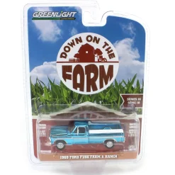 Blue Chrome Super Chase ~ 1/64 1969 Ford F-250 Farm & Ranch Special, Reef Aqua, Down on the Farm Series 10