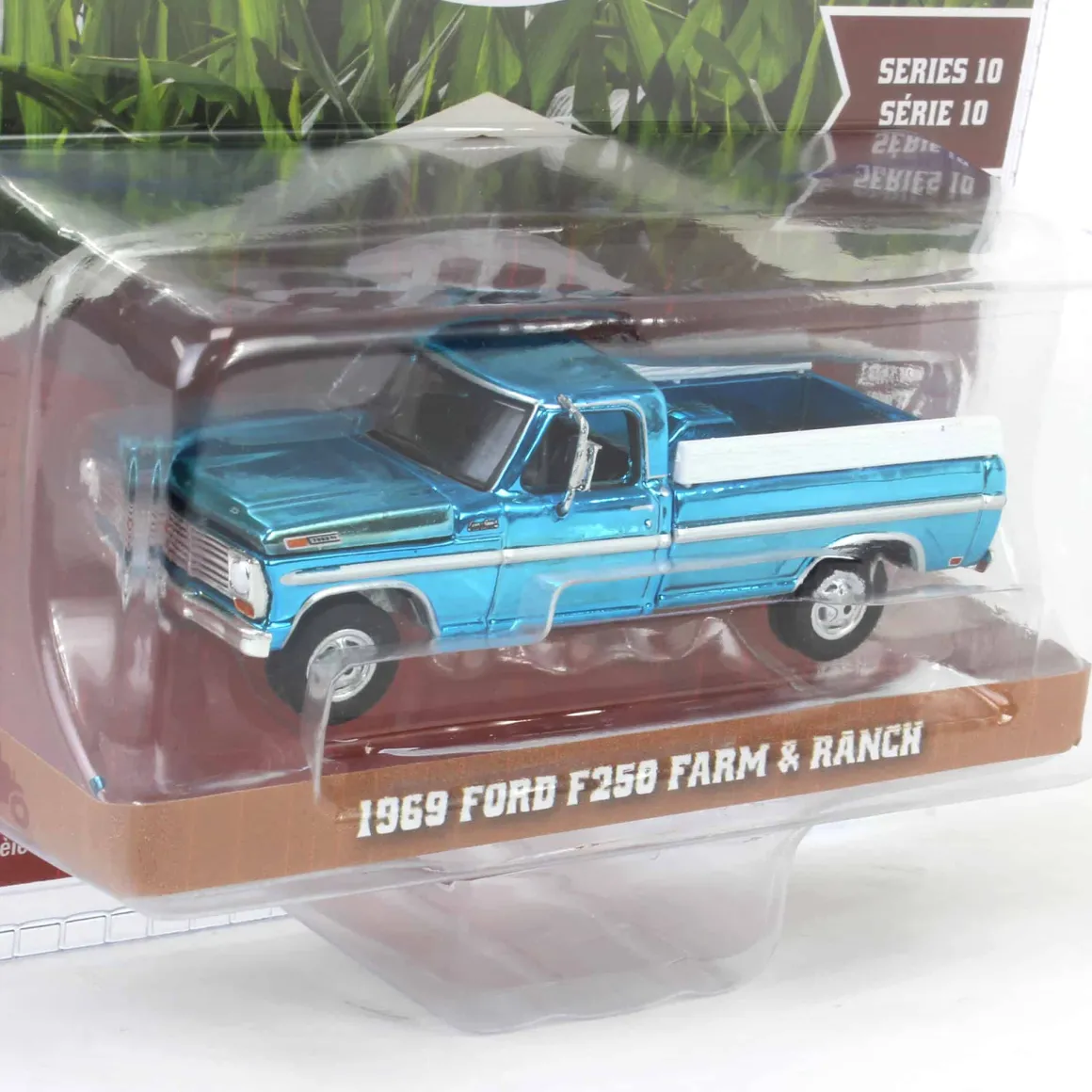 Blue Chrome Super Chase ~ 1/64 1969 Ford F-250 Farm & Ranch Special, Reef Aqua, Down on the Farm Series 10